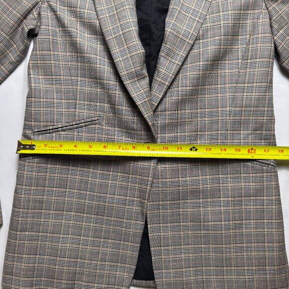 rag & bone | Size 6 | Ridley Plaid Wool Blazer with Leather and Wool Lapel - Picture 8 of 14
